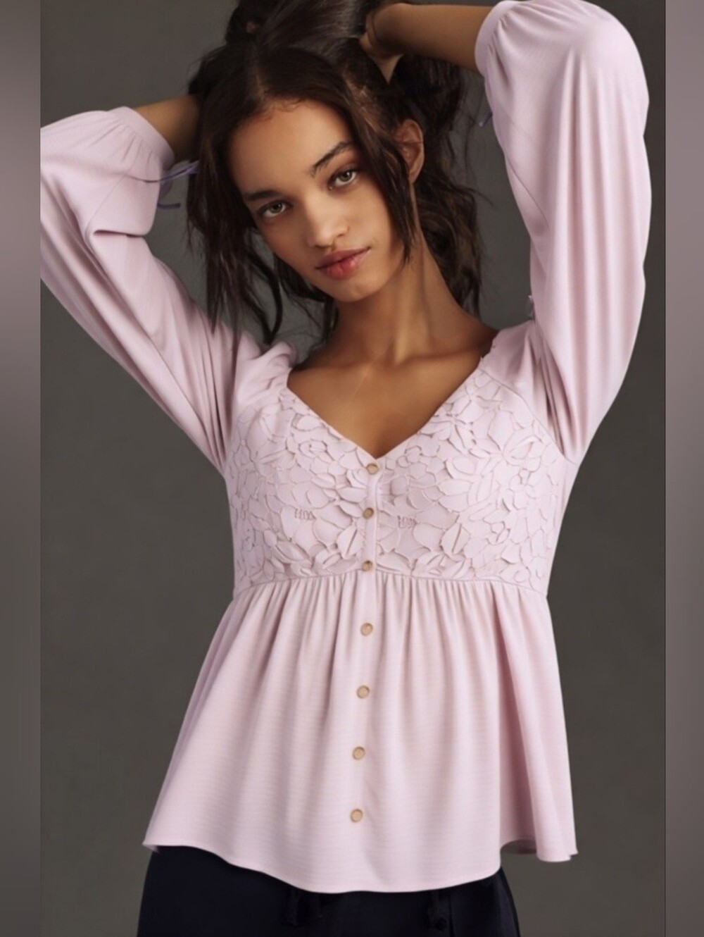 NWT Maurices Lavender Pink Lace Peplum Top